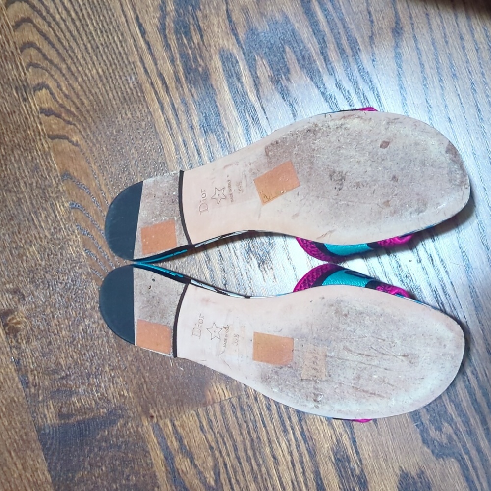 Dior Blue, Pink and Black Logo Slide Sandals - Picture 5 of 5